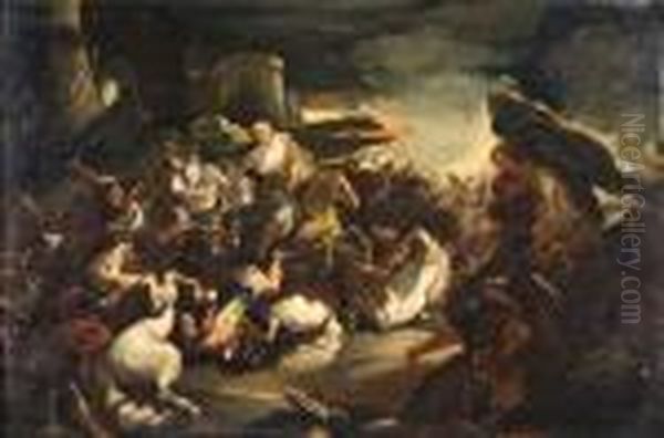 Semiramide In Battaglia Oil Painting by Luca Giordano