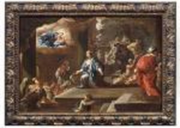 Die Madonna Erscheint Oil Painting by Luca Giordano