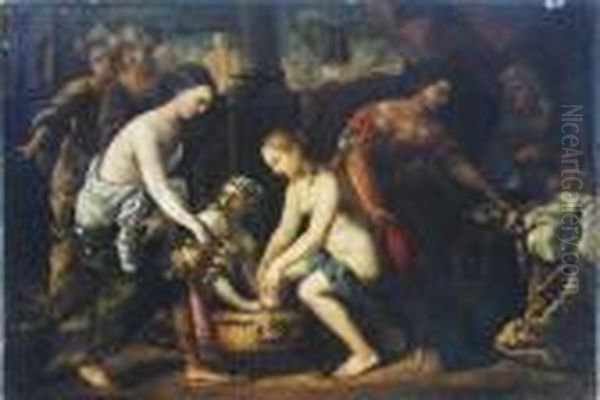 The Bath Of Diana Oil Painting by Luca Giordano