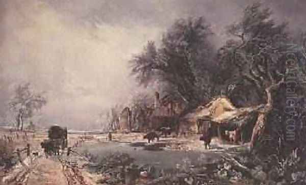 Winter Landscape 1836 Oil Painting by William James Muller