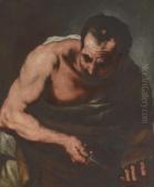 A Male Saint Or Philosopher Oil Painting by Luca Giordano