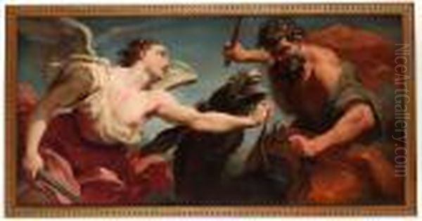 Profeten Bileam, Asnan Och Herrens Angel (fjarde Moseboken Kap 22 Oil Painting by Luca Giordano