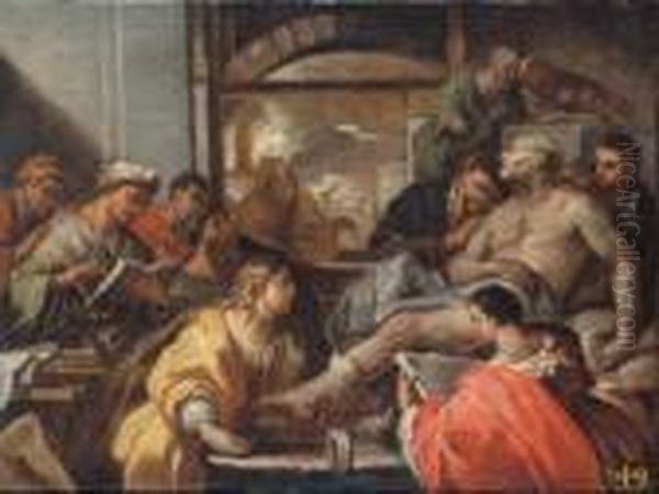 A) La Morte Di Catone B) La Morte Di Seneca Oil Painting by Luca Giordano