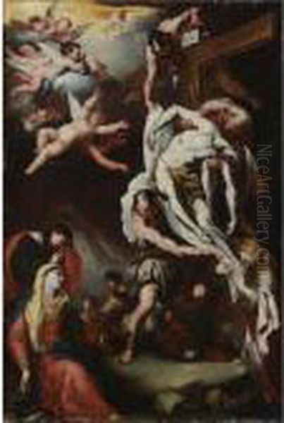 Descent From The Cross Oil Painting by Luca Giordano