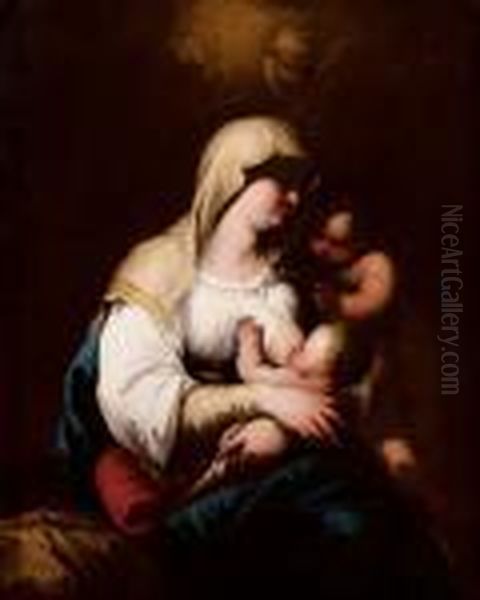 Madonna Con Bambino E San Giovannino Oil Painting by Luca Giordano