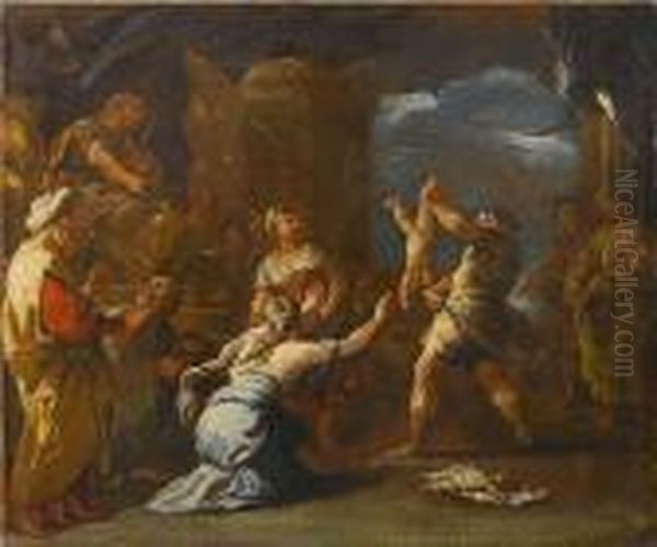 The Judgement Of Solomon Oil Painting by Luca Giordano