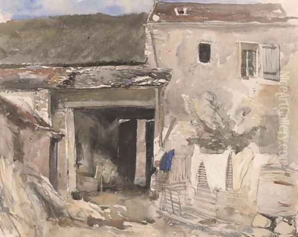 Study of farm buildings Oil Painting by William James Muller