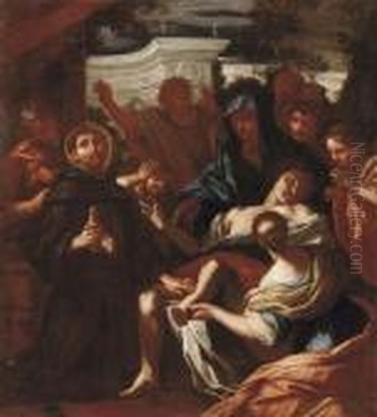 Sant'antonio E Il Miracolo Del Piede Riattaccato Oil Painting by Luca Giordano