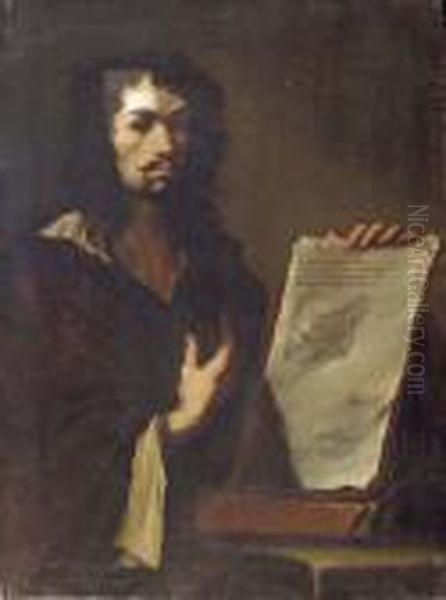 Autoritratto Nelle Veste Di Cartesio Oil Painting by Luca Giordano