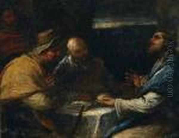 Breaking Bread Oil Painting by Luca Giordano