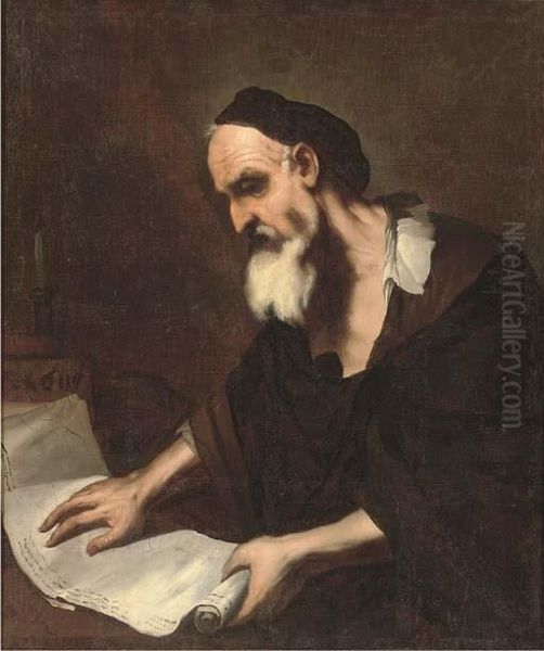 A Philosopher Oil Painting by Luca Giordano