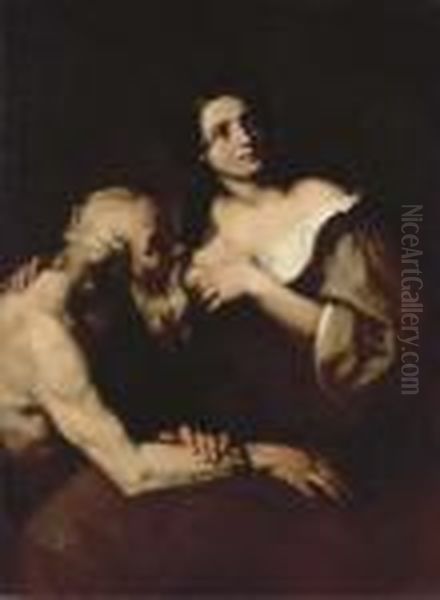 Roman Charity Oil Painting by Luca Giordano