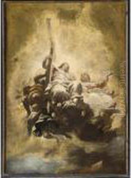 Cristo Risorto Con La Croce Oil Painting by Luca Giordano