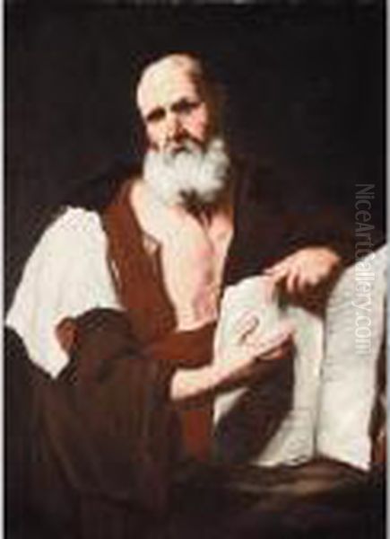 A Philosopher Oil Painting by Luca Giordano