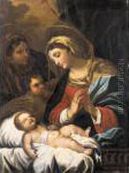 The Madonna And Child With The Infant Saint John The Baptist And Saint Elizabeth Oil Painting by Luca Giordano