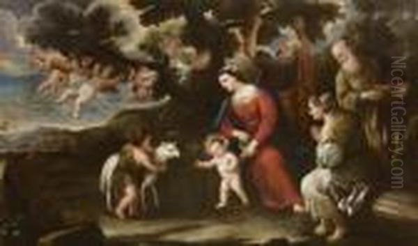 Riposo Della Sacra Famiglia Durante La Fuga In Egitto Olio Su Tela Oil Painting by Luca Giordano