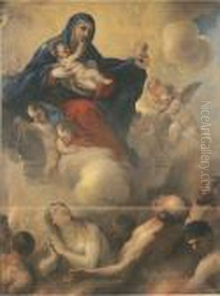 The Madonna And Child With Souls In Purgatory Oil Painting by Luca Giordano