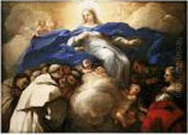 The ``madonna Della Misericordia' Oil Painting by Luca Giordano