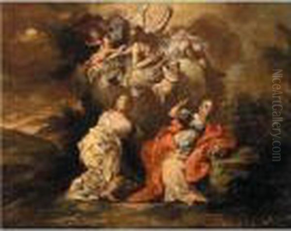 A Biblical Scene Oil Painting by Luca Giordano