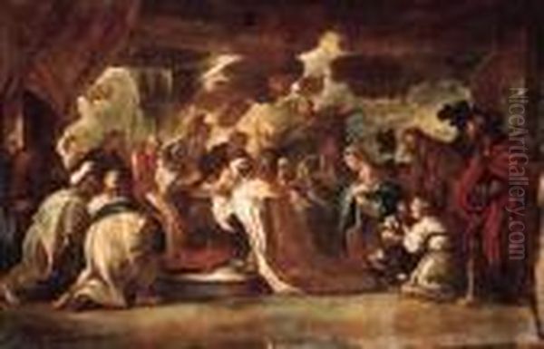 The Adoration Of The Shepherds; And The Circumcision Oil Painting by Luca Giordano