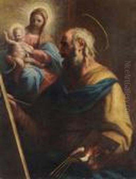 Saint Luke Painting The Madonna And Child Oil Painting by Luca Giordano