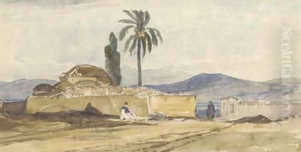 A figure before a mosque, Egypt Oil Painting by William James Muller