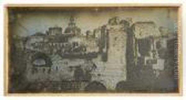 Jerusalem, Haram Al Sharif, Mur A L'ouest Oil Painting by Joseph Philibert Girault De Prangey