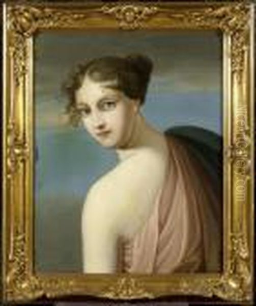 Portrait Of A Woman With Bare Shoulder Oil Painting by Anne-Louis Girodet de Roucy-Triosson