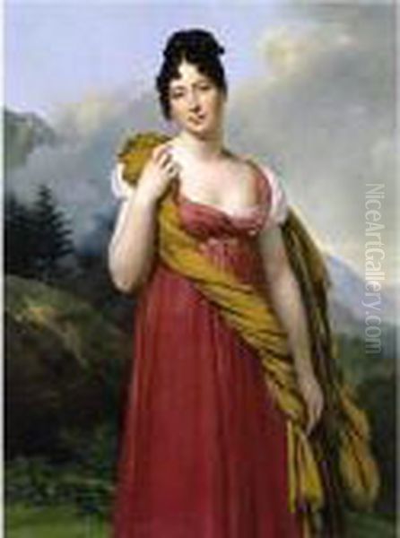 Portrait Of Laetitia Boyer, Marquise De Lagrange Oil Painting by Anne-Louis Girodet de Roucy-Triosson