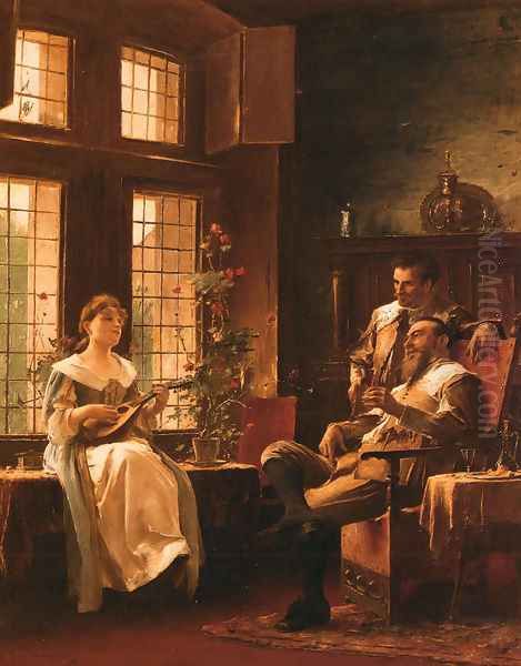 A Tender Chord Oil Painting by Mihaly Munkacsy