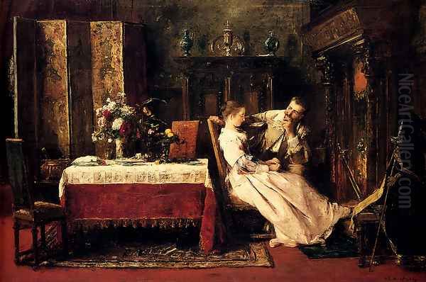 Flitterwochen (or Honeymoon) Oil Painting by Mihaly Munkacsy