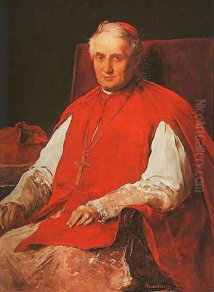 Portrait of Cardinal Lajos Haynald (Haynald Lajos arckepe) 1884 Oil Painting by Mihaly Munkacsy