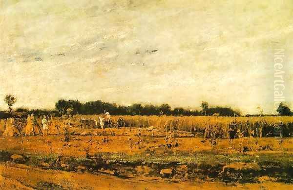 Corn Field 1874 Oil Painting by Mihaly Munkacsy