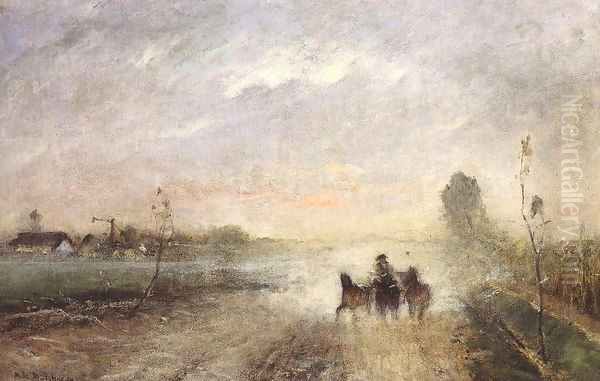 Dusty Country Road I 1874 Oil Painting by Mihaly Munkacsy