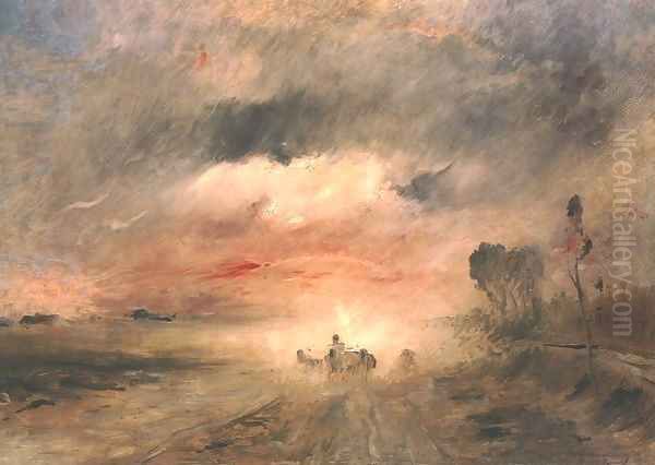 Dusty Country Road II 1883 Oil Painting by Mihaly Munkacsy