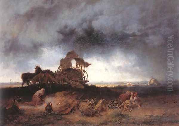 Storm at the Puszta 1867 Oil Painting by Mihaly Munkacsy