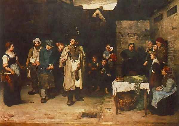 Tramps at Night 1872 73 Oil Painting by Mihaly Munkacsy