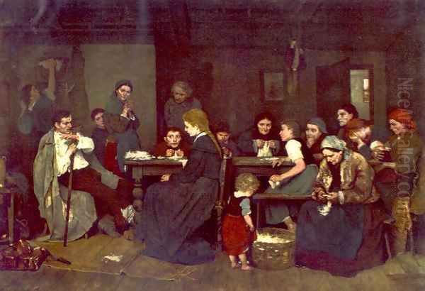 Making Lint 1871 Oil Painting by Mihaly Munkacsy