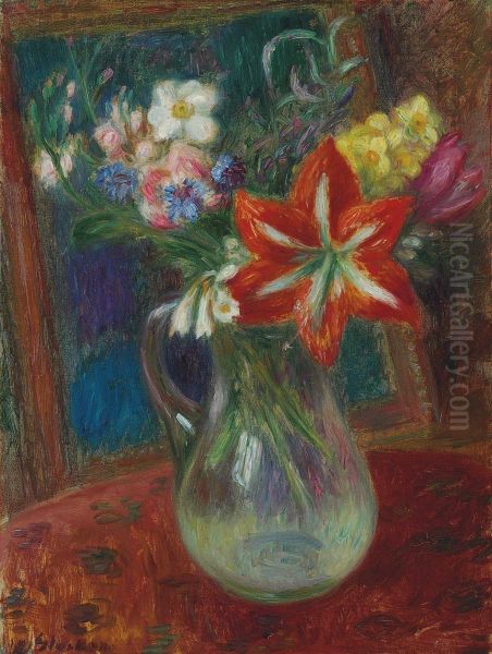 Vase Of Flowers (amaryllis) Oil Painting by William Glackens