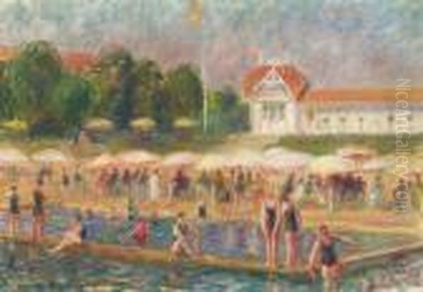 The Beach, Isle Adam Oil Painting by William Glackens