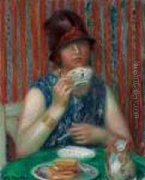 Girl With Teacup Oil Painting by William Glackens