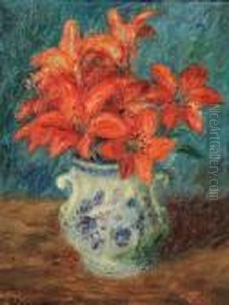 Still Life With Orange Lilies, Oil Painting by William Glackens