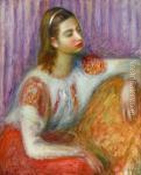 Girl In Peasant Blouse Oil Painting by William Glackens