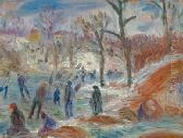 Skating Pond Oil Painting by William Glackens