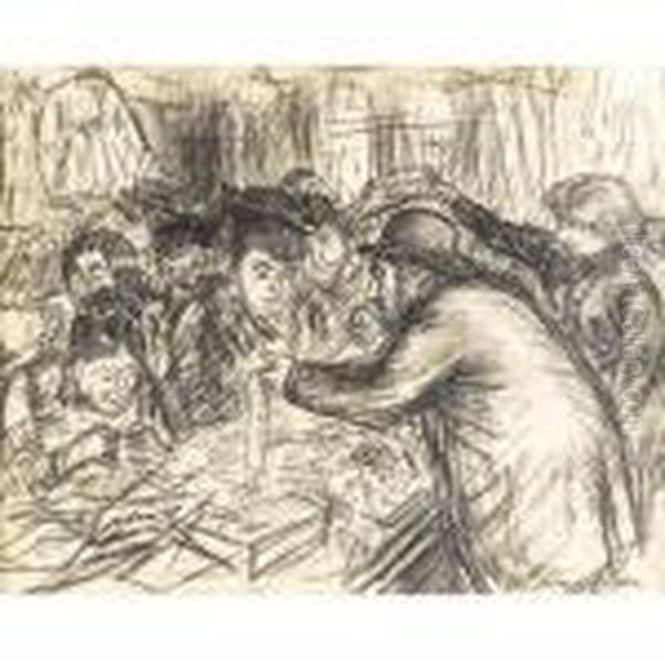 Peddler On Delancey Street Oil Painting by William Glackens