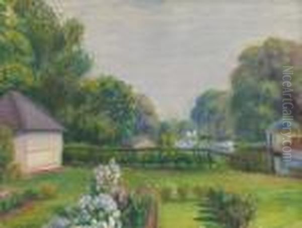 Long Island Garden Oil Painting by William Glackens