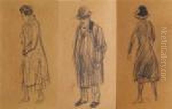 Figural Sketches Oil Painting by William Glackens