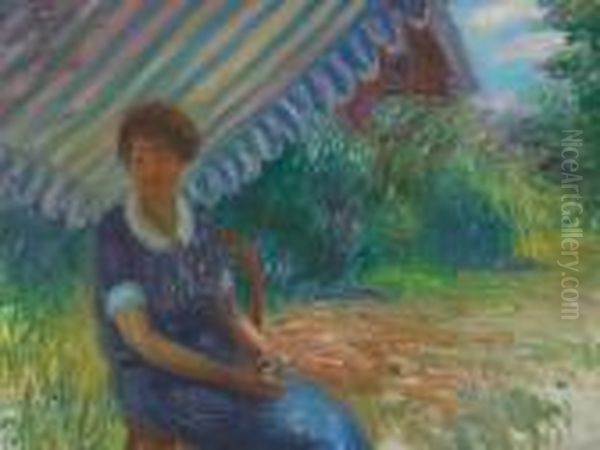 The Tent, Conway (girl Seated) Oil Painting by William Glackens