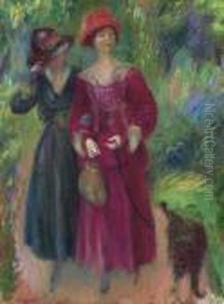 A Stroll In The Park Oil Painting by William Glackens