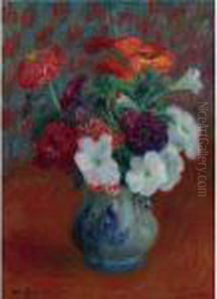 Floral Still Life Oil Painting by William Glackens